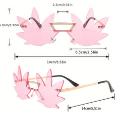 Y2K Maple Leaf Sunglasses Decorative Rimless Glasses UV400