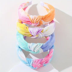 4PCS Tie Dye Knotted Wide Cloth Headband Hair Hoop Accessories
