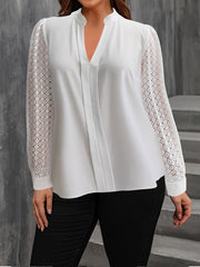  Lace Sleeve Casual Blouse