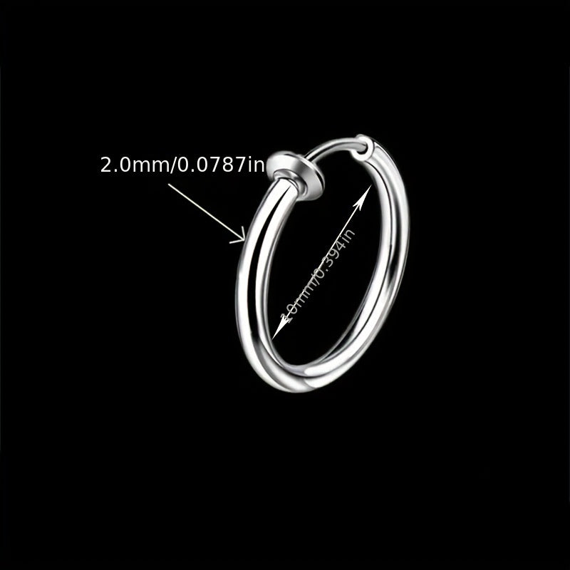 2pcs Stainless Steel Spring Ear Clips Hip Hop Ear Buckle Jewelry