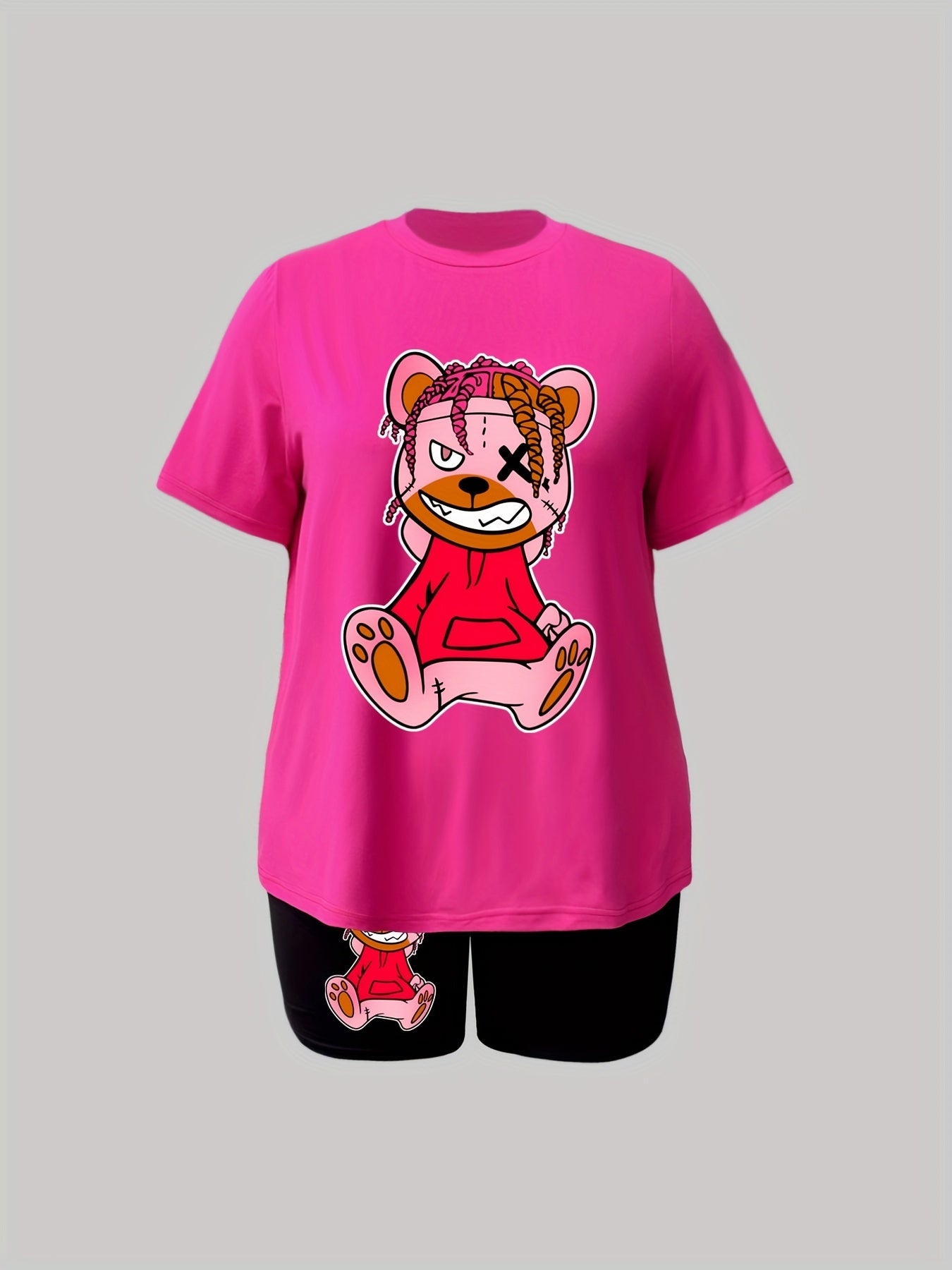  Bear Print T-shirt & Shorts Set