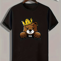Bear Print Men's Graphic T shirt Casual Comfy Tees For Summer