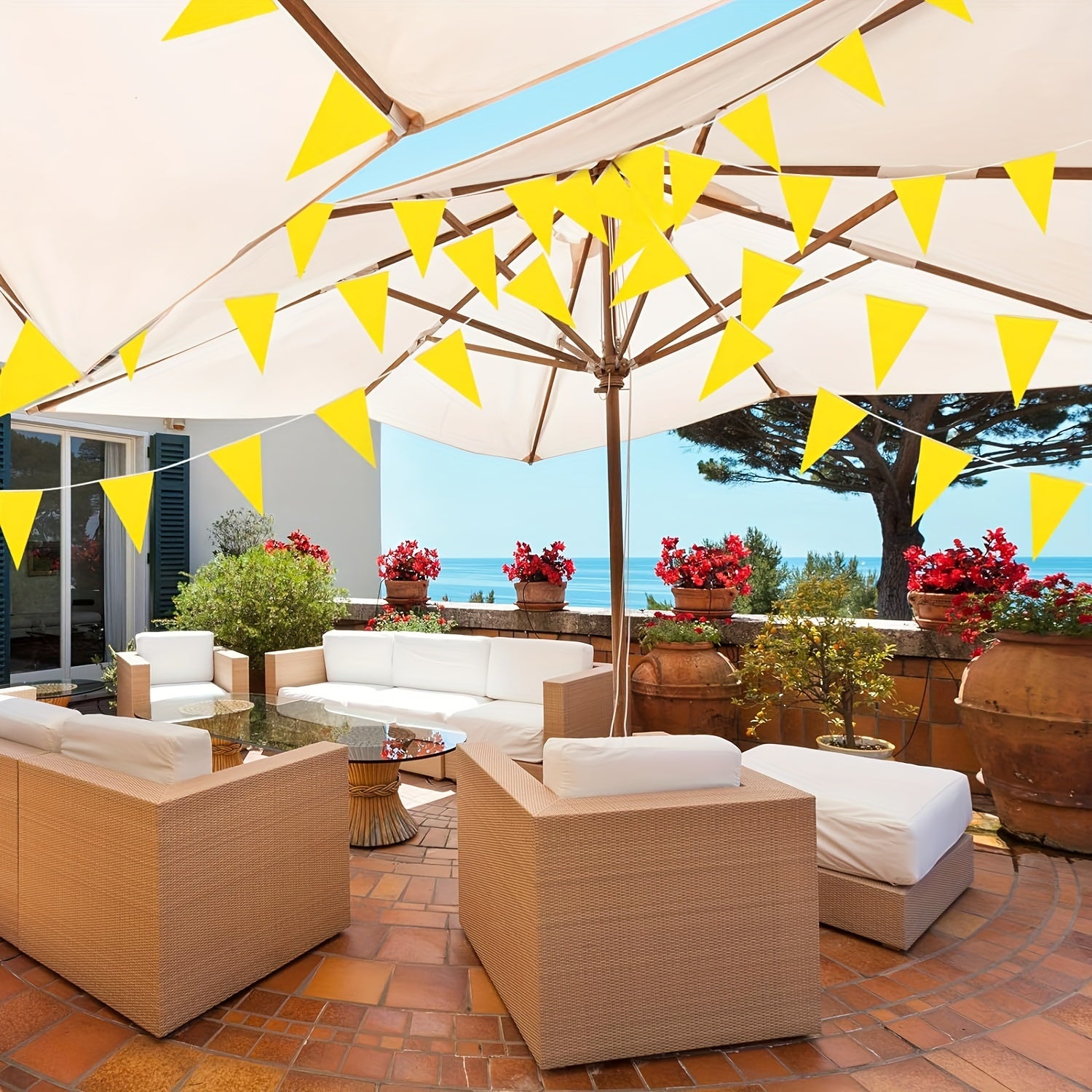 10m Yellow Triangular Bunting Garland Grand Opening Carnival Decoration