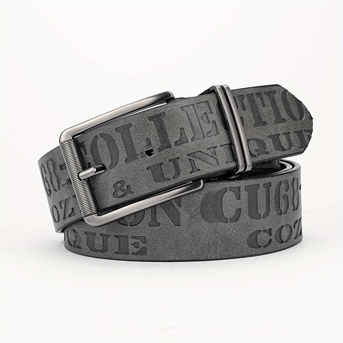 Alloy Buckle PU Striped Belt Men