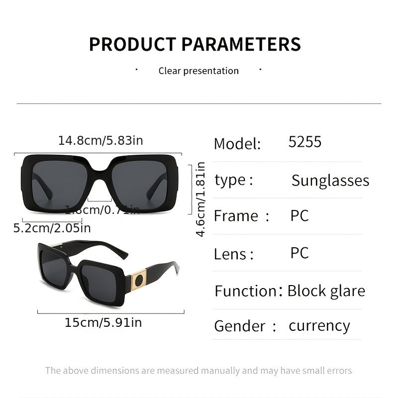 Large Frame Rectangular Sunglasses Vintage Stylish Sun Shade Eyeglasses
