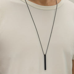 Men's Rectangle Metal Pendant Necklace Cuban Chain Necklace