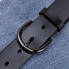 Leather Belt Round Pin Buckle Belt Unisex Casual Pants Jeans Belts Plus Size