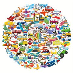 100pcs Cartoon Traffic Vehicle Stickers for Laptop Car Bicycle Luggage