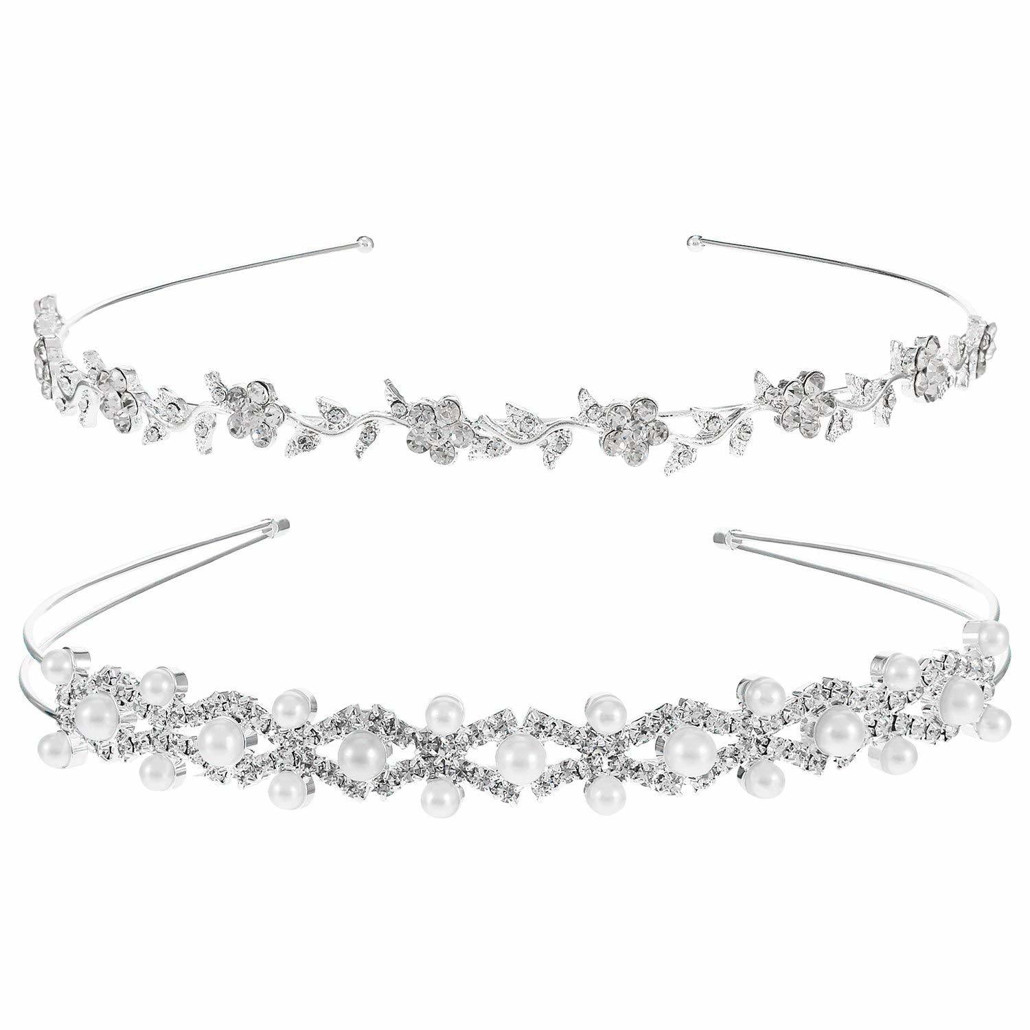 Crystal Flower Leaves Headband Tiara for Wedding