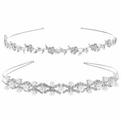 Crystal Flower Leaves Headband Tiara for Wedding