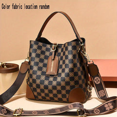Checkered Pattern Shoulder Bag Vintage Style Crossbody Bag