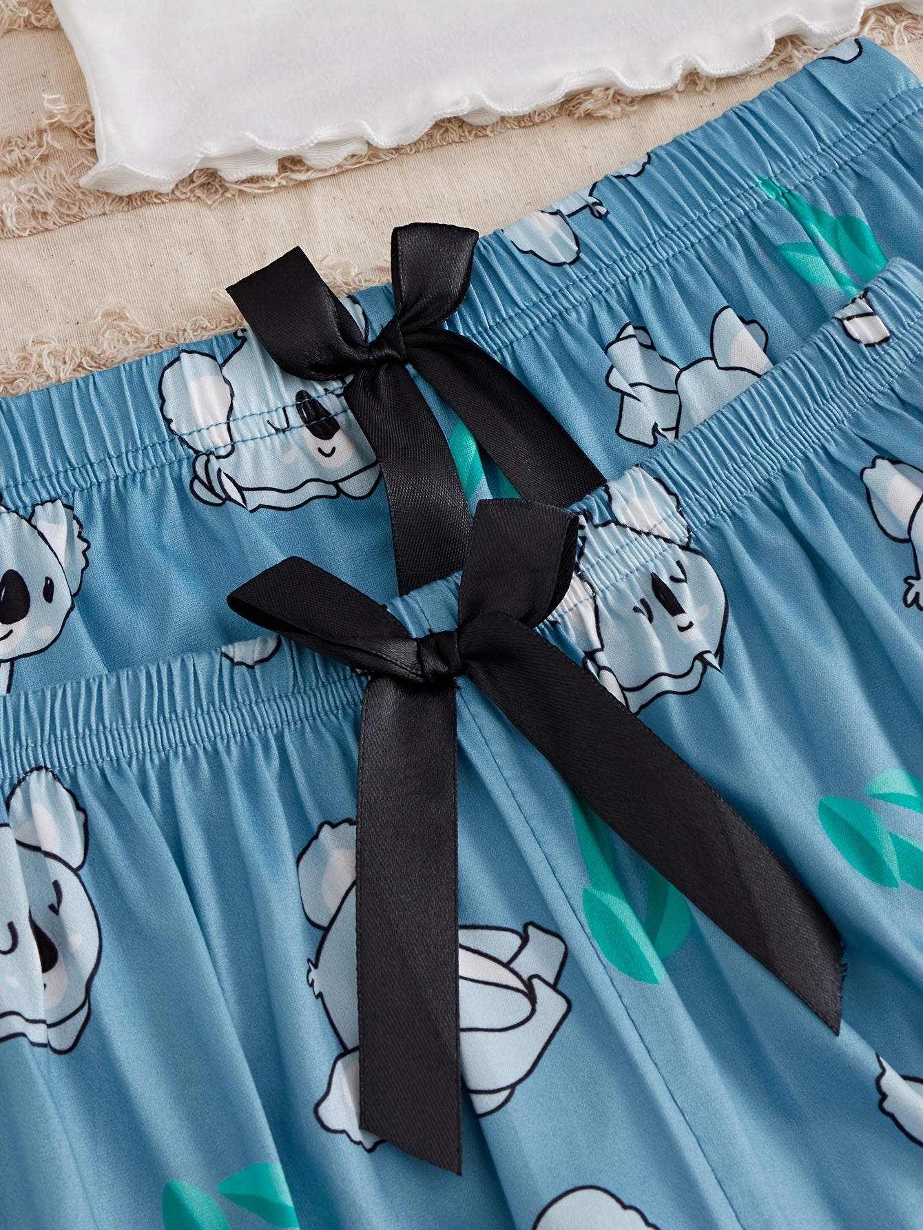Koala Print Pajama Set Crew Neck Cami Top & Shorts & Pants