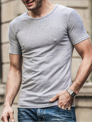 Casual Stretch Short Sleeve Crew Neck Graphic T-shirt for Men