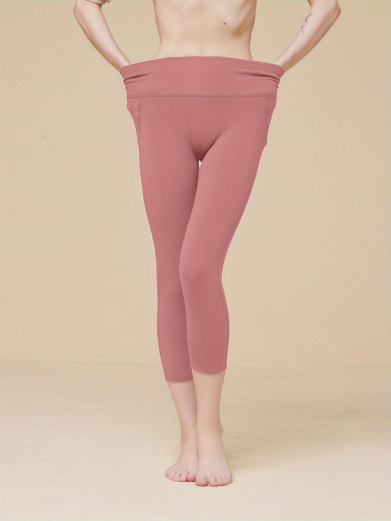 Women's Solid Thermal Pants Soft & Comfy Slim Elastic Tights