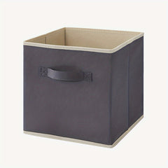1pc Foldable Storage Fabric Box Dormitory Storage Box Gray Beige
