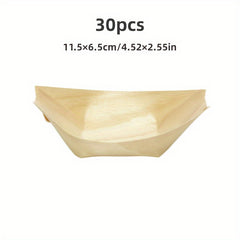 30pcs Disposable Wooden Boat Tray Festive Party Tableware
