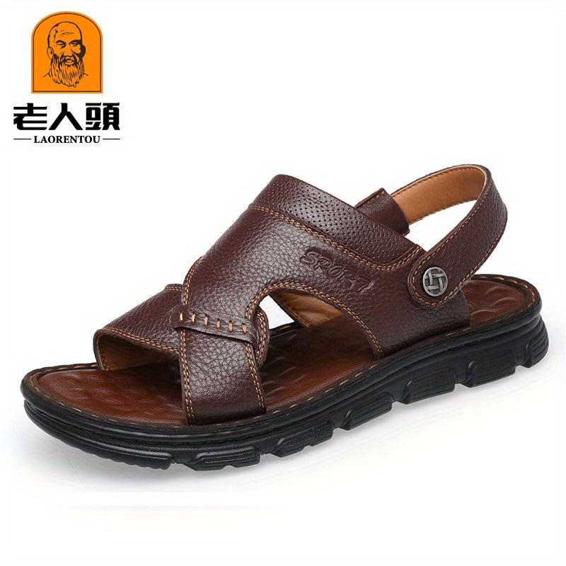 LAORENTOU Men's Leather Non Slip Sandals Summer