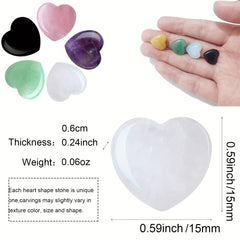 Natural Heart Shaped Crystal Stones 10Pcs Worry Stones Healing Carved Stones