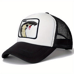 Unisex Sunshade Baseball Cap with Snake Embroidery