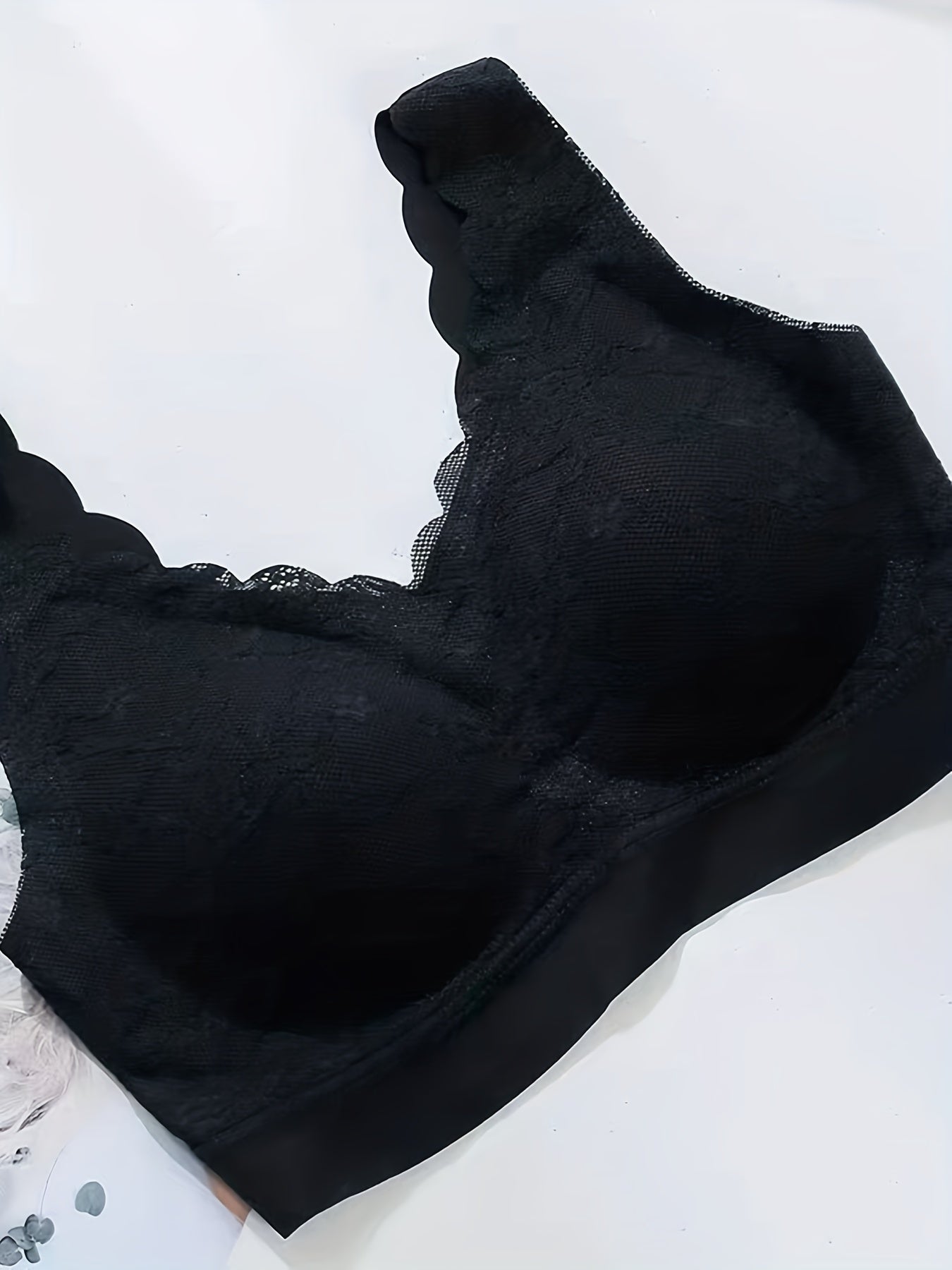 Lace Wireless Bra w/ Scallop Trim - Women's Lingerie