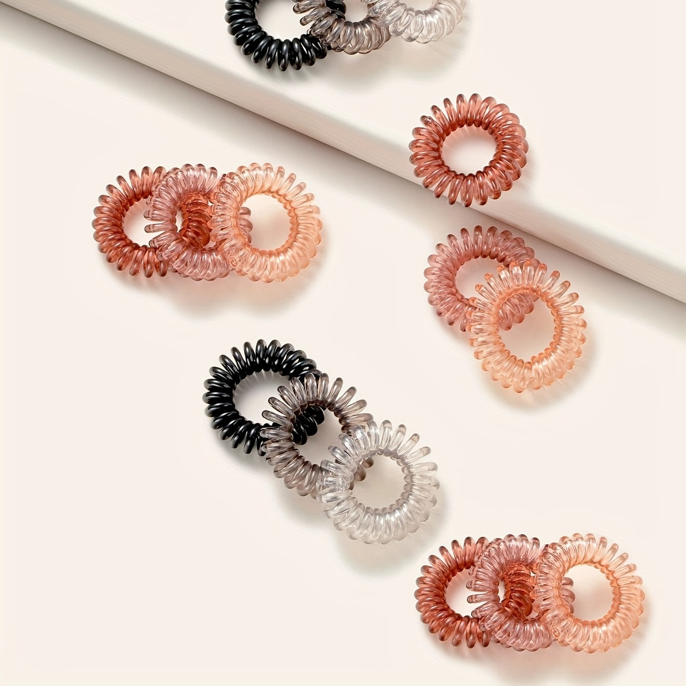 18 Pcs Spiral Hair Ties No Crease Waterproof Coil Hair Rings