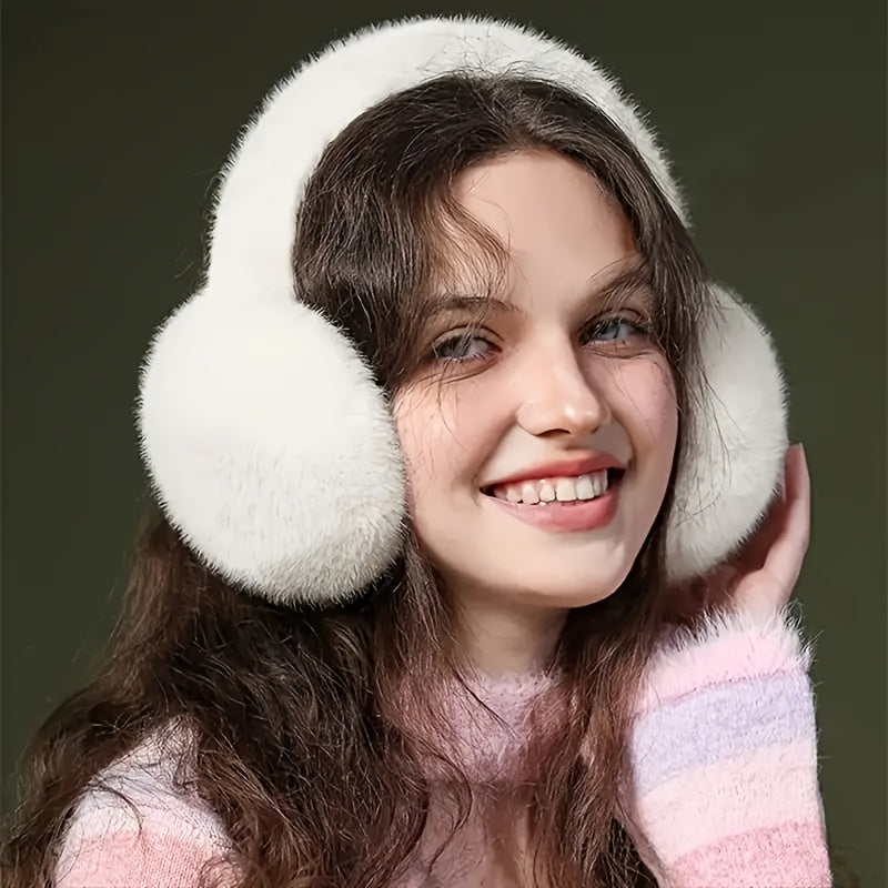 Winter Plush Ear Warmers for Women & Men - Soft & Foldable Ear Muffs