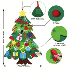 32pcs DIY Felt Christmas Tree Set String Lights Wall Decorations Craft Kit