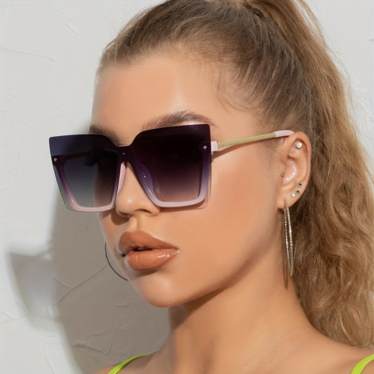 Y2K Semi Rimless Sunglasses Rivet Large UV400 Sun Shades