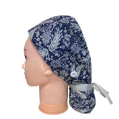 Floral Paisley Print Work Cap Vintage Adjustable Scrub Cap