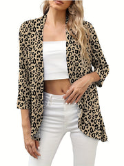  Floral Print Half Sleeve Open Front Cardigan