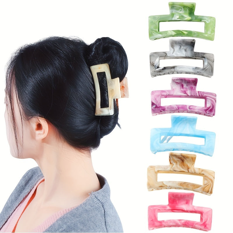 Colorful Rectangle Hair Claw Clips Non Slip Strong Hold Jaw Hair Clamps