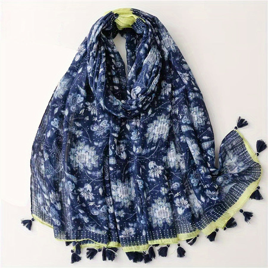 Fringed Scarf Long Retro Sunscreen Bandana Travel Windproof Beach Towel