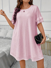 Eyelet Embroidered Ruffle Trim Sleep Dress