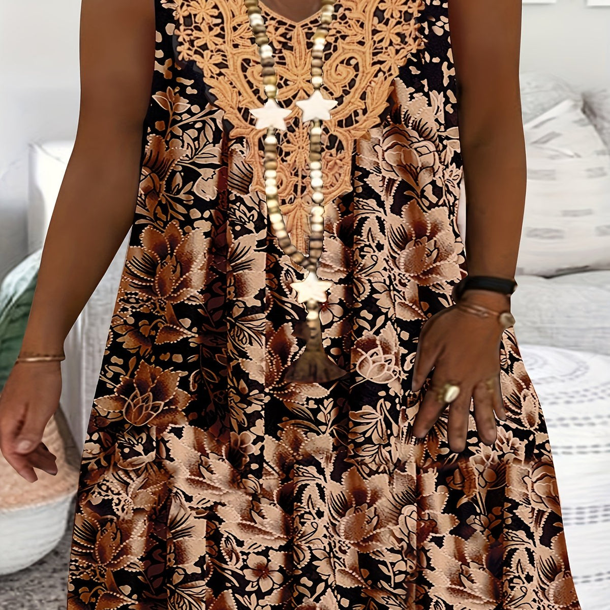  Boho Dress Women's Plus Floral Print Tank Dress