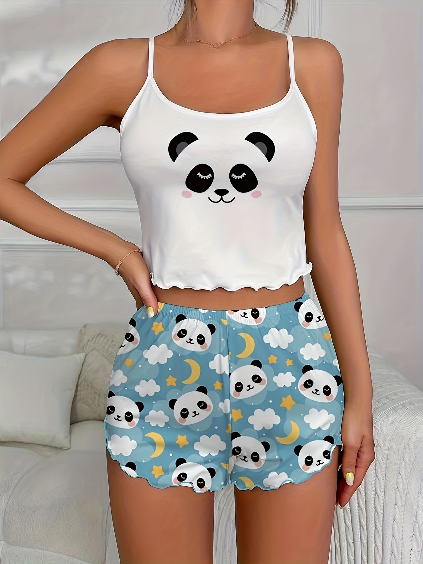 Panda Print Pajama Set Women's Sleepwear & Loungewear