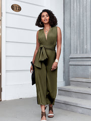 Keyhole Back Batwing Sleeve Belted Jumpsuit