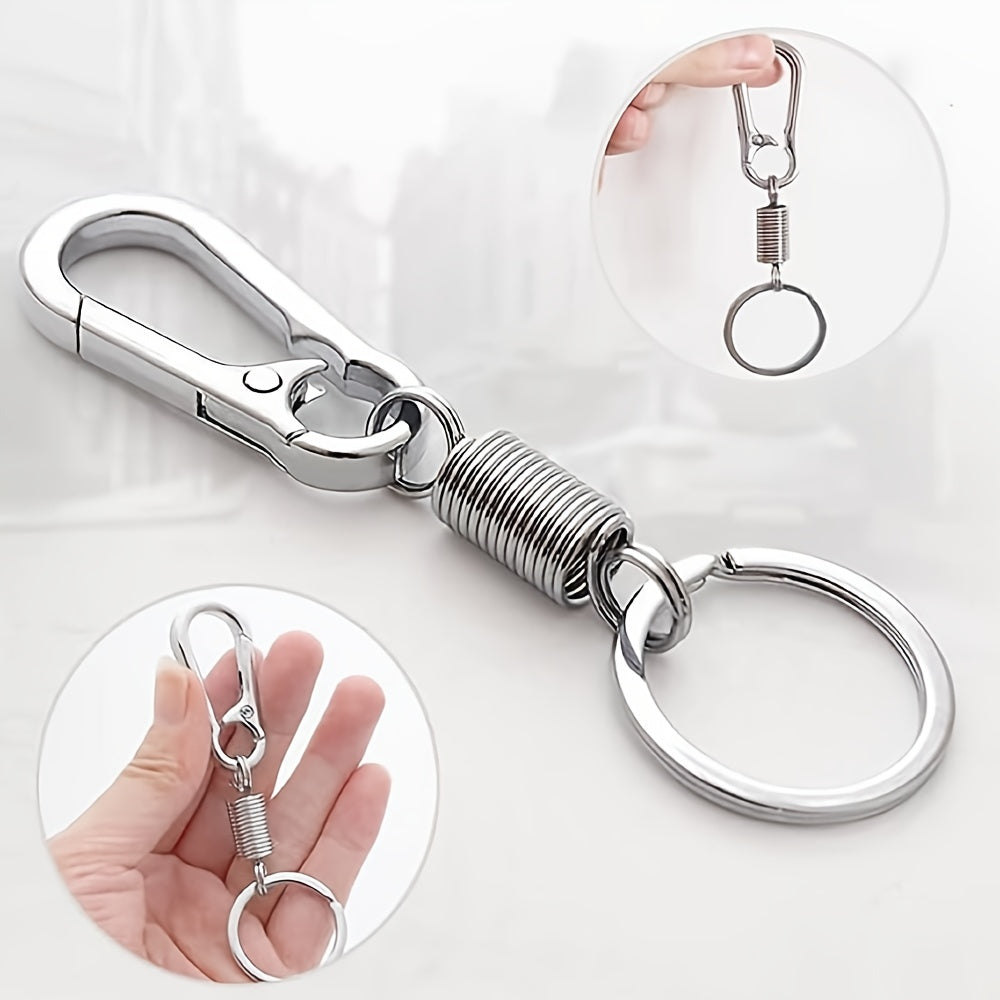 2pcs Spring Keychain Clip Metal Retractable Key Holder Hook for Bag