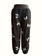 Women's Plus Butterfly Print Waist High Rise Jogger Pants