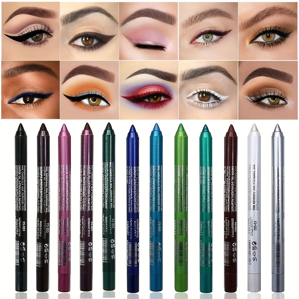 14 Colors Eyeliner Pen Matte Metallic Lustrous Smokey Waterproof Cosmetics