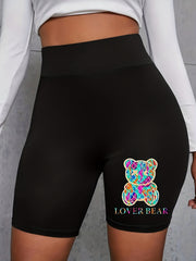  Heart Print High Rise Biker Shorts