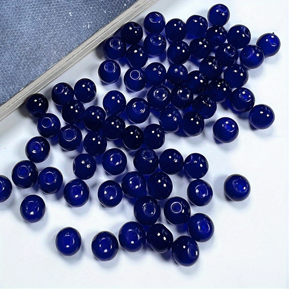 50PCS 0.32inch Natural Stone Glass Round Bead Spacer Beads