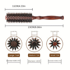 Boar Bristle Hair Brush Comb Round for Curly Hair