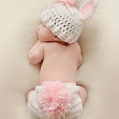 Crochet Knit Rabbit Costume for Newborns