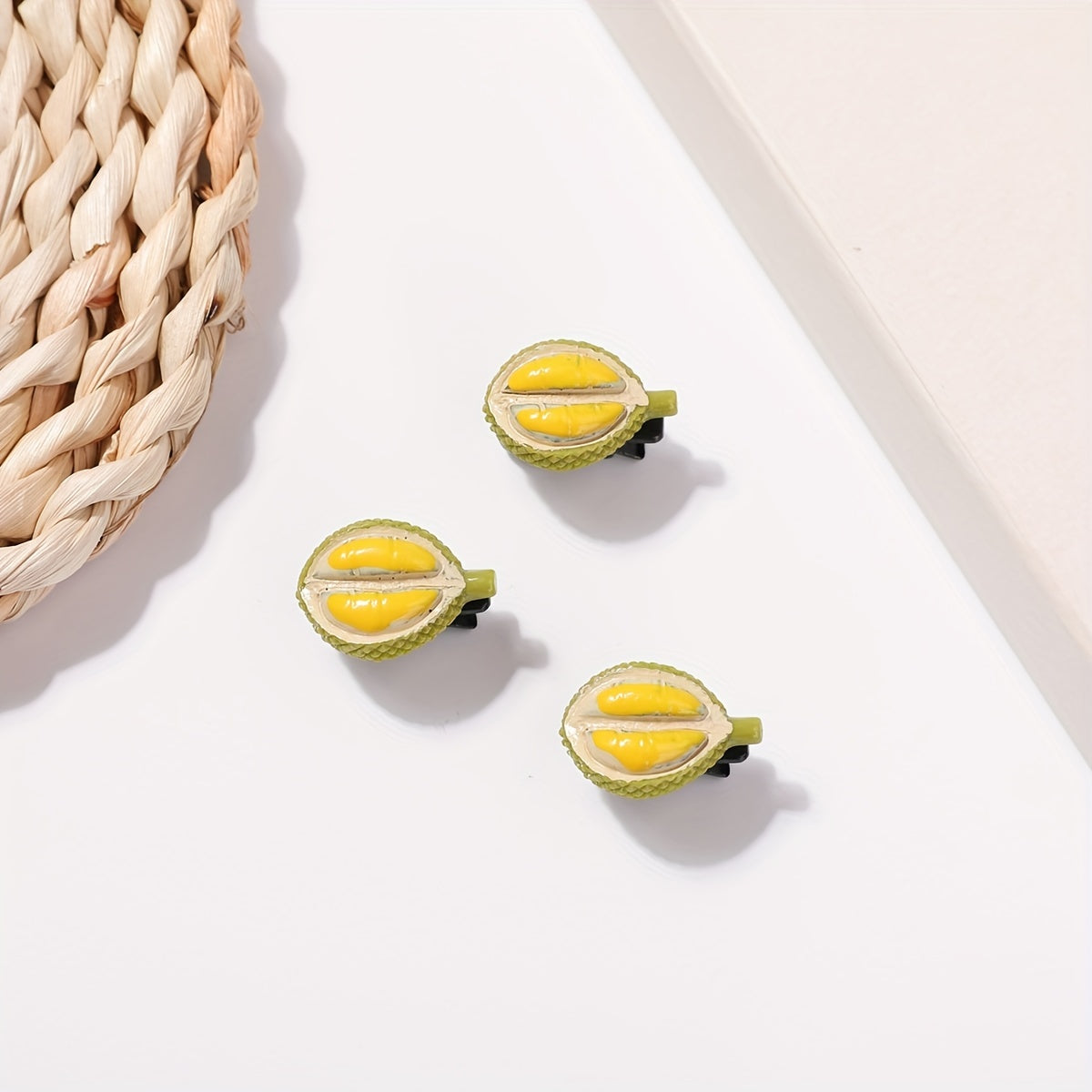 3pcs Creative Durian Duck Billed Hair Clip Resin Food Series Clip For Side Hair