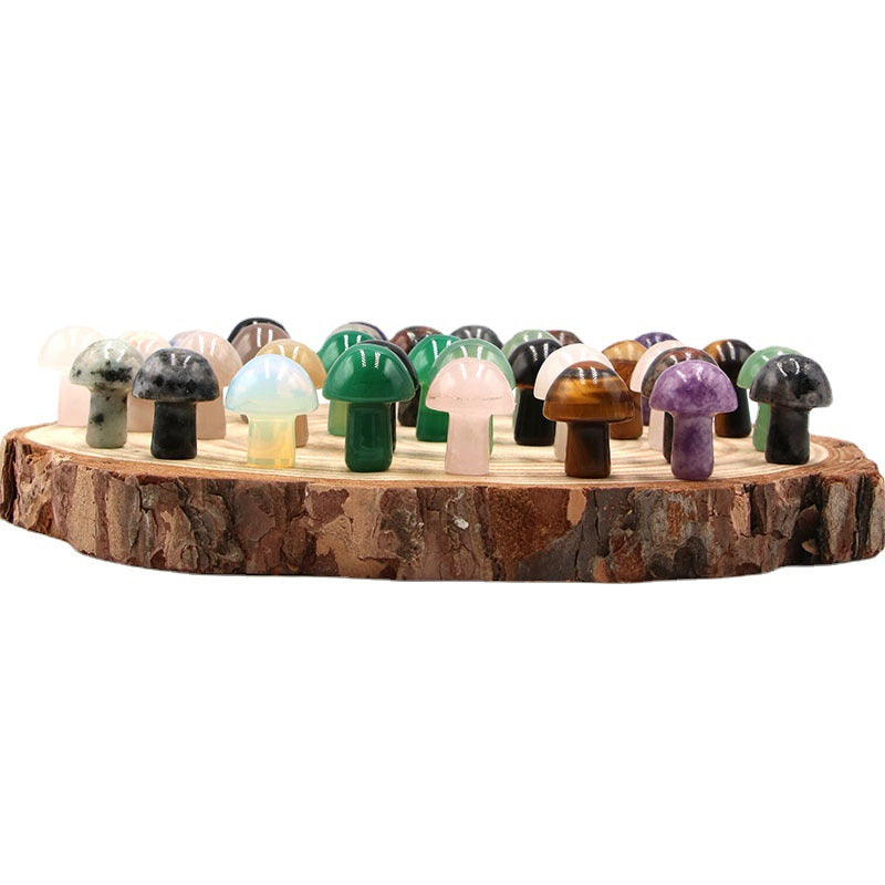 Hand Carved Mushroom Crystal Gemstone DIY Jewelry Gift