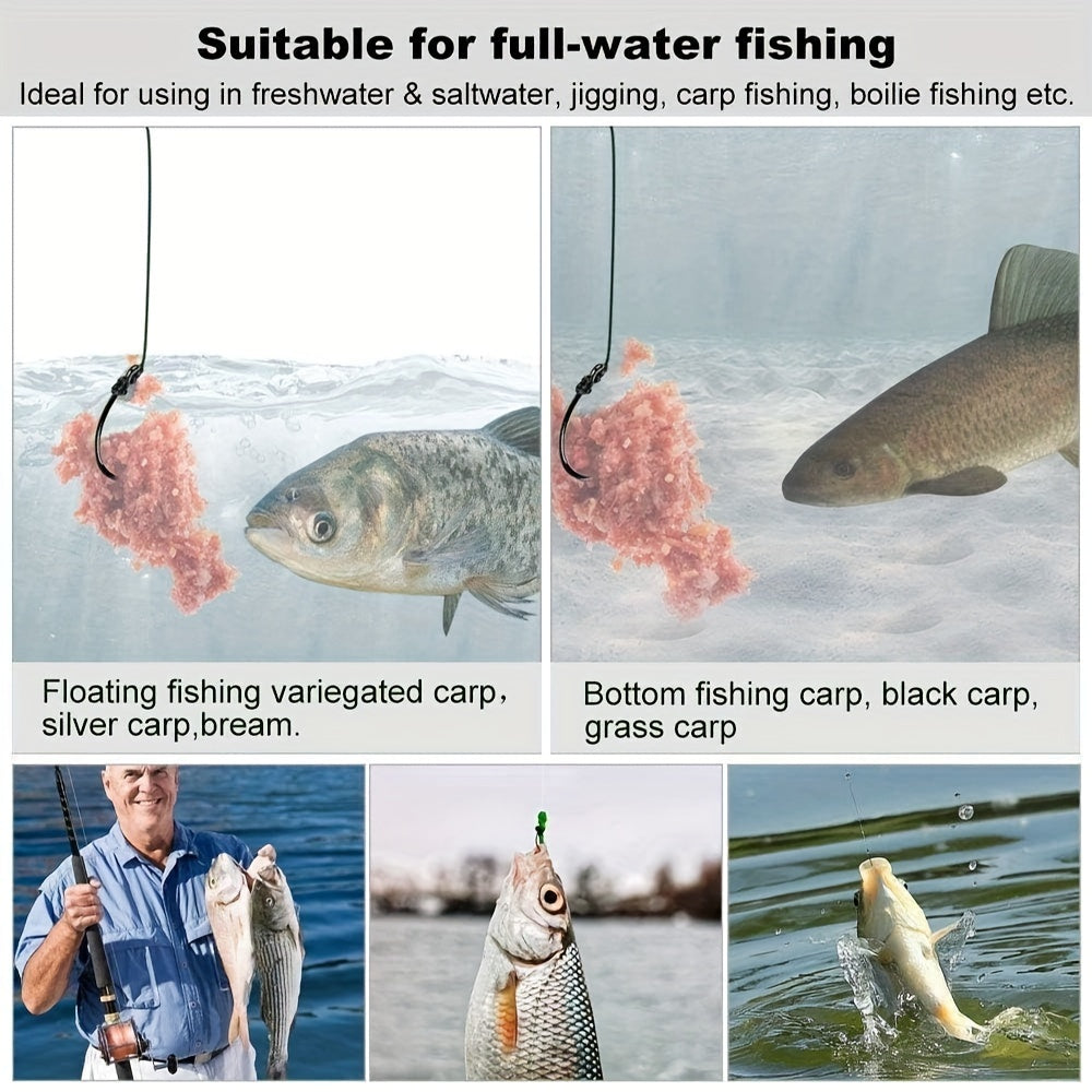 3pcs Stainless Steel Fishing Hooks Carp Rigs with Braided Line