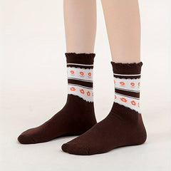5 Pairs Floral & Animal Print Socks Comfortable Mid Tube Women's Stockings