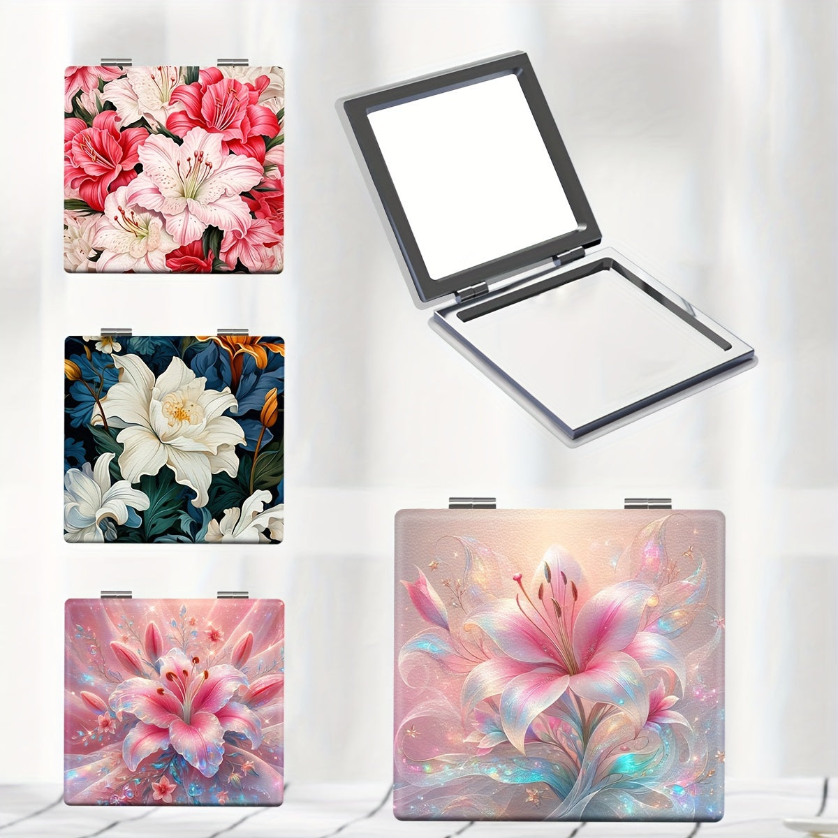 Portable Floral Series Makeup Mirror Compact Travel Mirror
