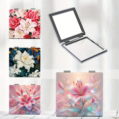 Portable Floral Series Makeup Mirror Compact Travel Mirror
