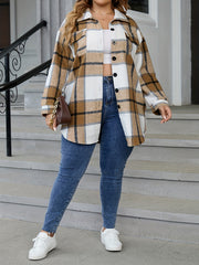  Plaid Print Button Up Tunic Shirt Top